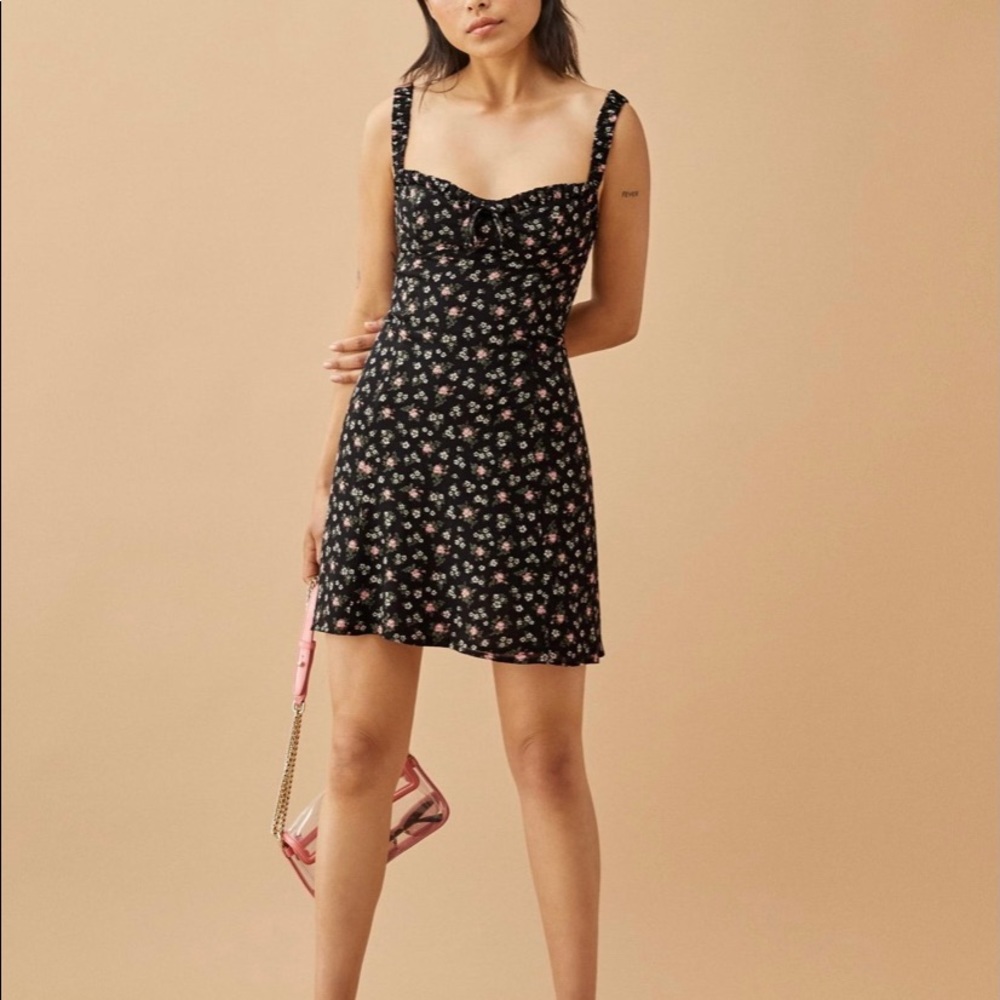 Reformation Jordy Dress - black floral
